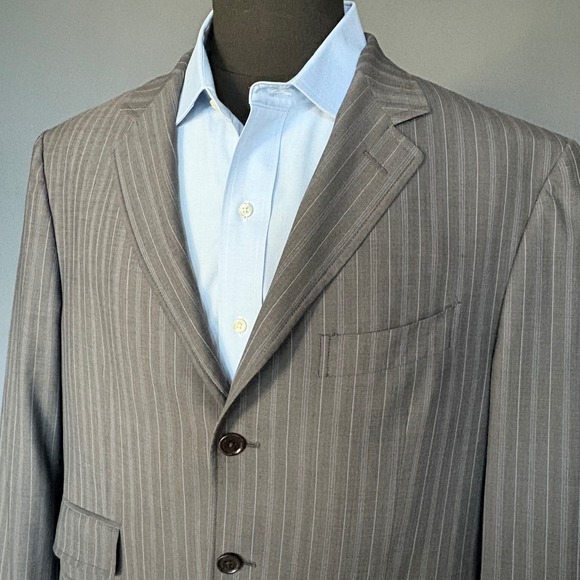 Men's‎ Etro Briseide50R3 Button Gray Pinstripe Wool Blazer - Made in Italy